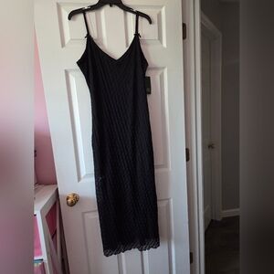 Women's bow lace midi dress size L NWT
